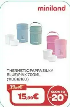 Bimbo Store Miniland thermetic pappa silky blue/ pink 700ml offerta