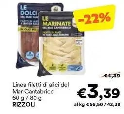 Unes Linea filetti di alici del Mar Cantabrico RIZZOLI offerta