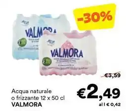 Unes Acqua naturale o frizzante VALMORA offerta