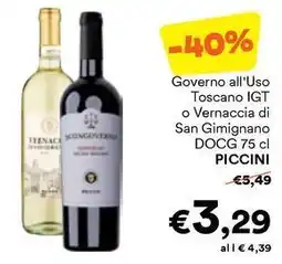 Unes Governo all'Uso Toscano IGT o Vernaccia di San Gimignano DOCG PICCINI offerta