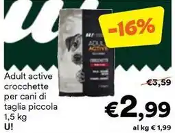 Unes Adult active crocchette per cani di taglia piccola U! offerta