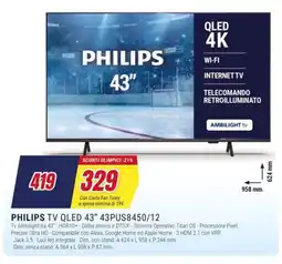 Trony PHILIPS TV QLED 43" 43PUS8450/12 offerta