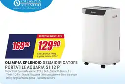 Trony OLIMPIA SPLENDID DEUMIDIFICATORE PORTATILE AQUARIA S1 12 P offerta