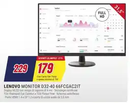Trony LENOVO MONITOR D32-40 66FCGAC2IT offerta
