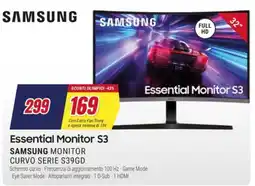 Trony Essential Monitor S3 SAMSUNG MONITOR CURVO SERIE S39GD offerta
