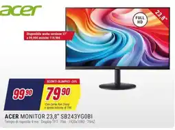 Trony ACER MONITOR 23,8" SB243YGOBI offerta