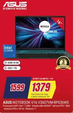 Trony ASUS NOTEBOOK V16 V3607VM-RP036WS offerta