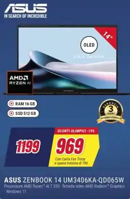 Trony ASUS ZENBOOK 14 UM3406KA-QD065W offerta