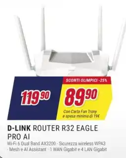 Trony D-LINK ROUTER R32 EAGLE PRO AI offerta