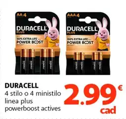 Famila Superstore DURACELL 4 stilo o 4 ministilo linea plus powerboost actives offerta