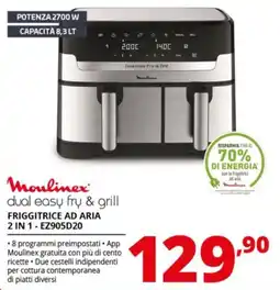 Comet Moulinex dual easy fry & grill FRIGGITRICE AD ARIA 2 IN 1-EZ905D20 offerta