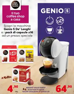 Comet Scopri la macchina Genio S De'Longhi e i pack di capsule x16 offerta