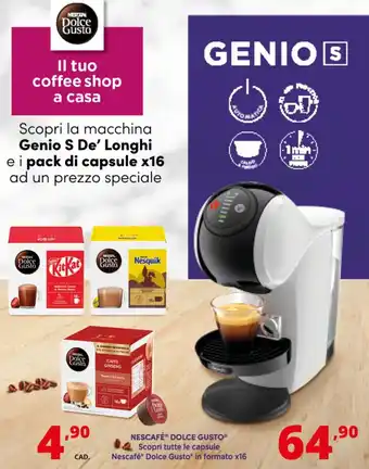 Scopri la macchina Genio S De'Longhi e i pack di capsule x16