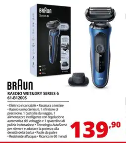 Comet BRAUN RASOIO WET&DRY SERIES 6 61-B1200S offerta