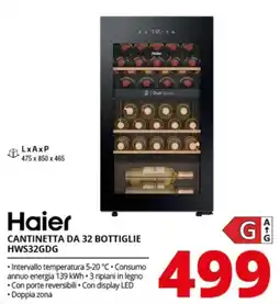 Comet Haier CANTINETTA DA 32 BOTTIGLIE HWS32GDG offerta