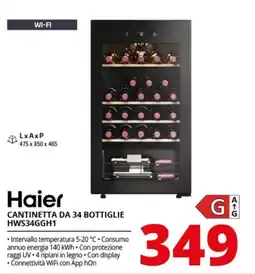 Comet Haier CANTINETTA DA 34 BOTTIGLIE HWS34GGH1 offerta