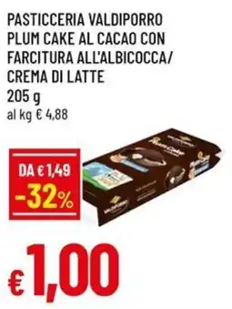 A&O Pasticceria valdiporro plum cake al cacao con farcitura all'albicocca/ crema di latte offerta