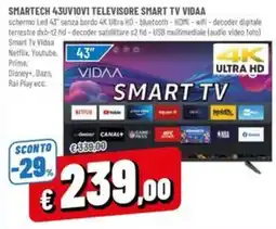 A&O SMARTECH 43UV10VI TELEVISORE SMART TV VIDAA offerta