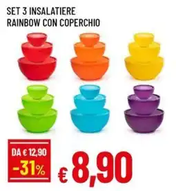 A&O Set 3 insalatiere rainbow con coperchio offerta
