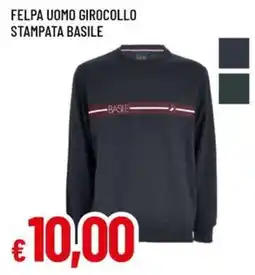 A&O Felpa uomo girocollo stampata basile offerta