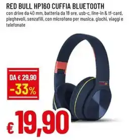 A&O Red bull HP160 cuffia bluetooth offerta