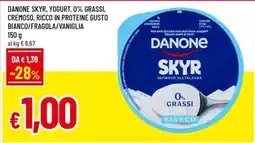 A&O Danone skyr, yogurt, 0% grassi, cremoso, ricco in proteine gusto bianco/fragola/vaniglia offerta