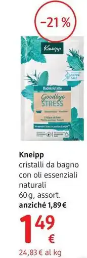 dm drogerie markt Kneipp cristalli da bagno con oli essenziali naturali offerta