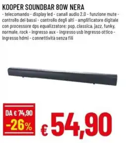Famila Kooper soundbar 80W nera offerta