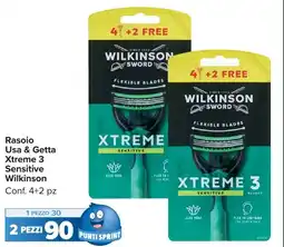Carrefour Market Rasoio Usa & Getta Xtreme 3 Sensitive Wilkinson offerta