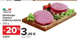 Carrefour Hamburger Classico di Bovino Adulto offerta