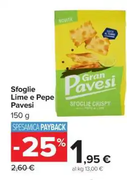 Carrefour Sfoglie Lime e Pepe Pavesi offerta