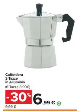 Carrefour Caffettiera 3 Tazze in Alluminio offerta