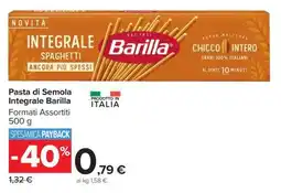 Carrefour PASTA DI SEMOLA INTEGRALE BARILLA offerta