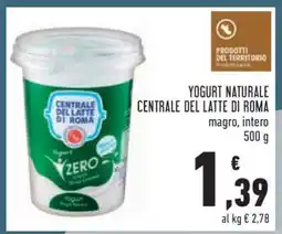Conad Yogurt Naturale Centrale del Latte di Roma offerta