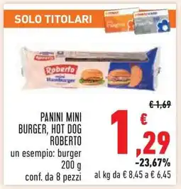 Conad PANINI MINI BURGER, HOT DOG ROBERTO offerta