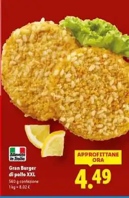 Lidl Gran burger di pollo XXL offerta