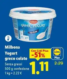 Lidl Milbona Yogurt greco colato offerta