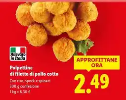 Lidl Polpettine di filetto di pollo cotto offerta