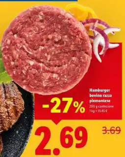 Lidl Hamburger bovino razza piemontese offerta