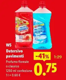 Lidl W5 Detersivo pavimenti offerta