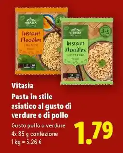 Lidl Vitasia Pasta in stile asiatico al gusto di verdure o di pollo offerta