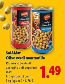 Lidl Sol&Mar Olive verdi manzanilla offerta