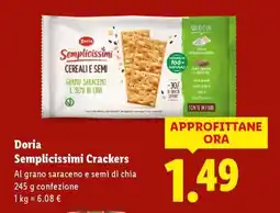 Lidl Doria Semplicissimi Crackers offerta