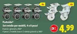 Lidl PARKSIDE Set rotelle per mobili, 4 o 8 pezzi offerta