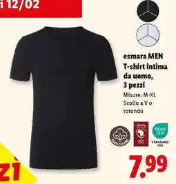 Lidl esmara MEN T-shirt intima da uomo, 3 pezzi offerta