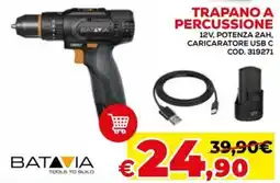 Conforama Trapano a percussione 12v, potenza 2ah, caricaratore usb c offerta
