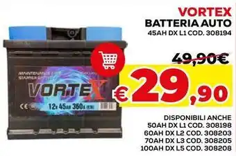 Vortex batteria auto 45AH DX L1
