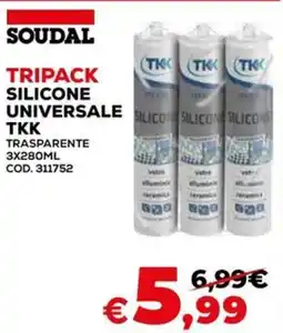 Conforama Soudal tripack silicone universale tkk offerta