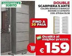 Conforama Double scarpiera 5 ante colore bianco o bianco/ rovere o cemento offerta