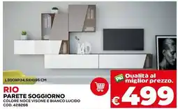 Conforama Rio parete soggiorno colore noce visone e bianco lucido offerta
